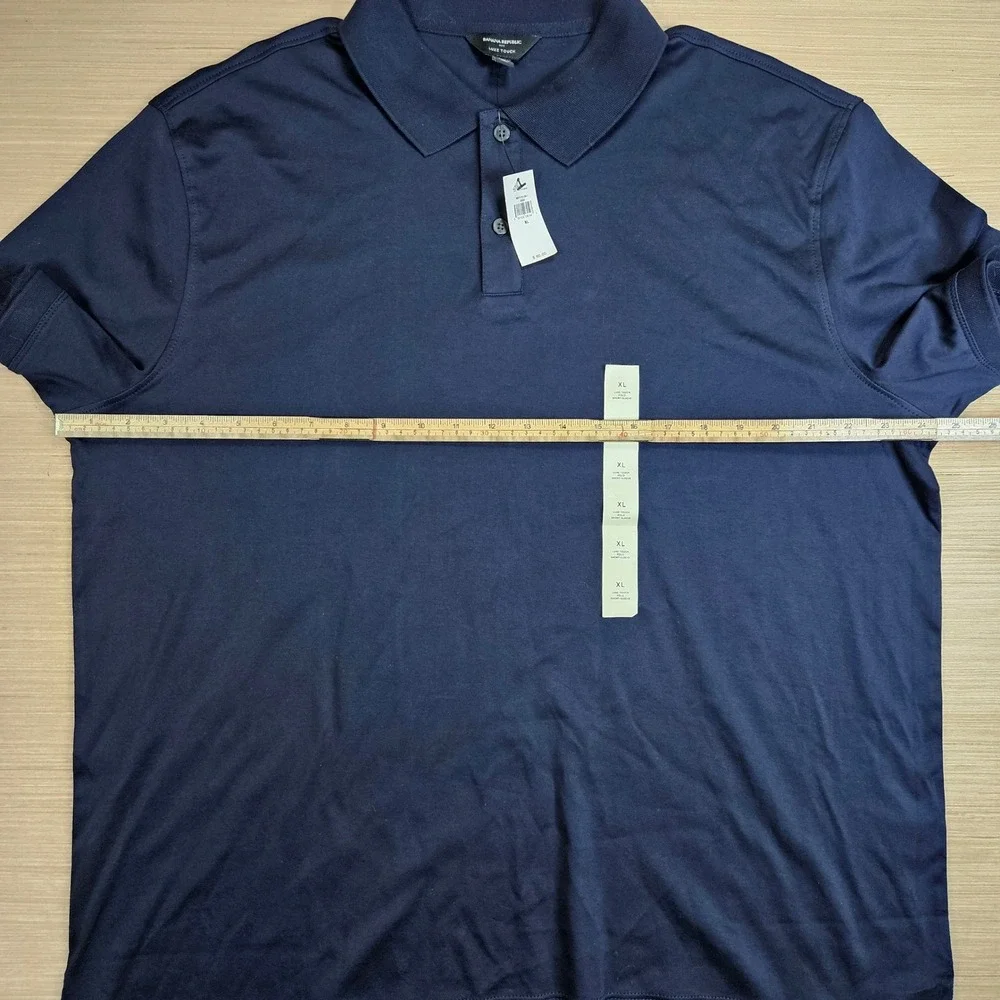 Banana Republic Luxe Touch Polo Men XL Navy Short Sleeve Cotton NEW